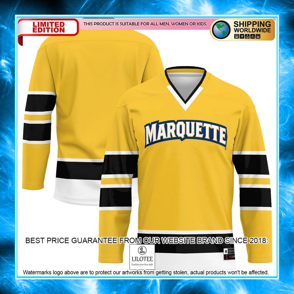 marquette golden eagles gold hockey jersey 1 124