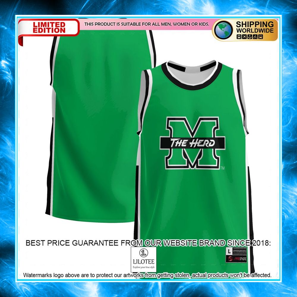 marshall thundering herd kelly green basketball jersey 1 475