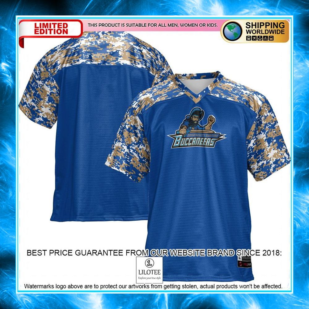 massachusetts maritime academy buccaneers blue football jersey 1 390