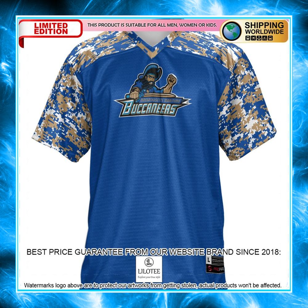 massachusetts maritime academy buccaneers blue football jersey 2 983