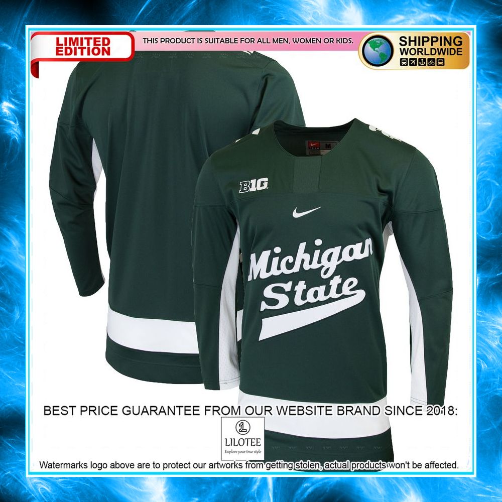 michigan state spartans replica college green hockey jersey 1 418