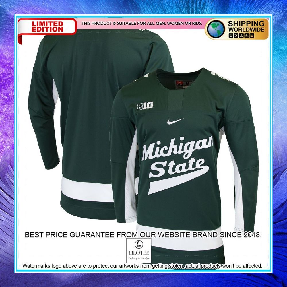 michigan state spartans replica college green hockey jersey 1 879