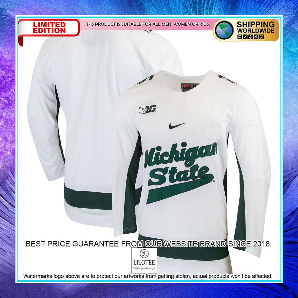 michigan state spartans replica college white hockey jersey 1 18