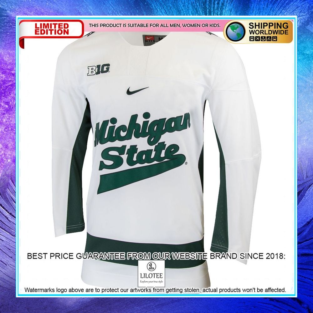 michigan state spartans replica college white hockey jersey 2 439