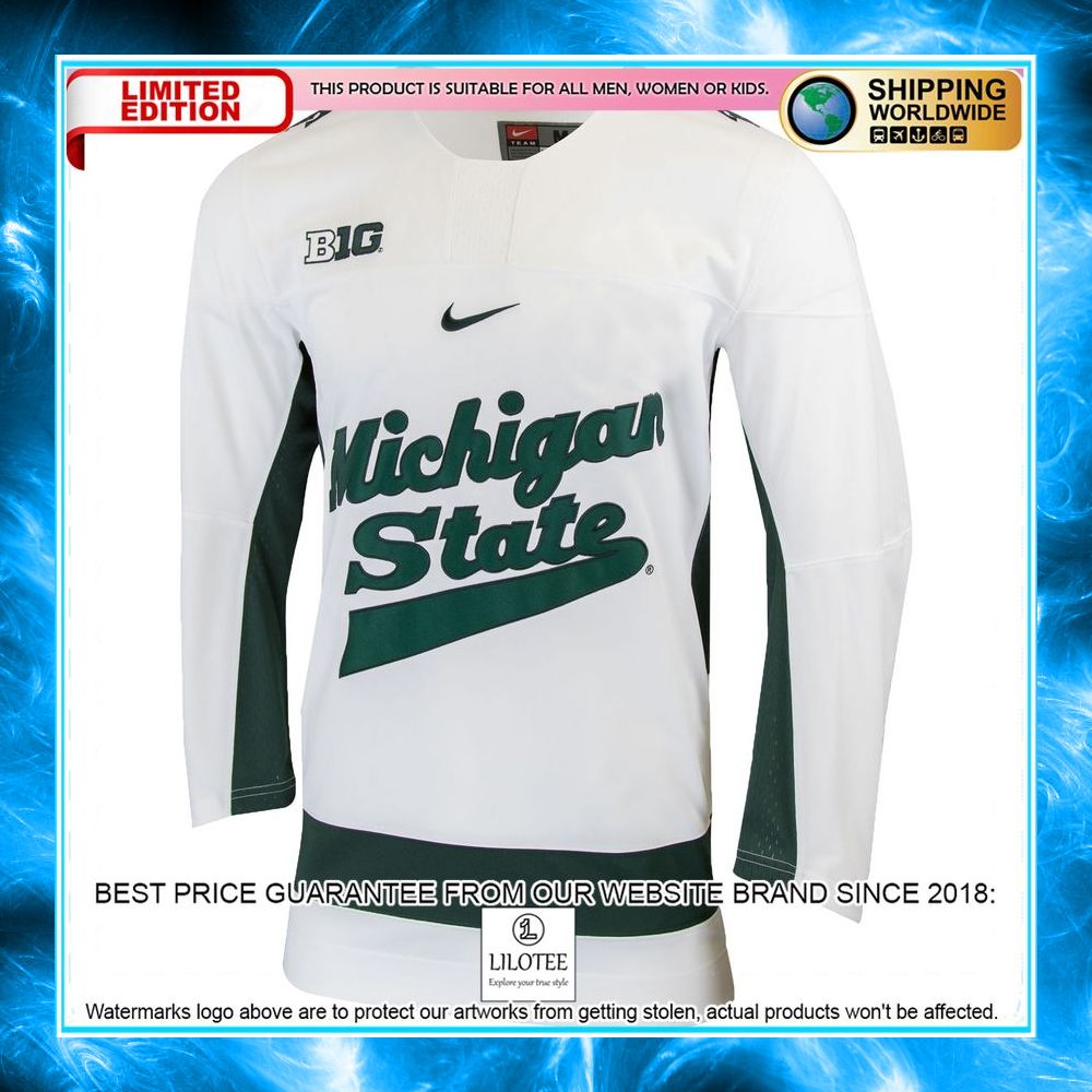 michigan state spartans replica college white hockey jersey 2 761