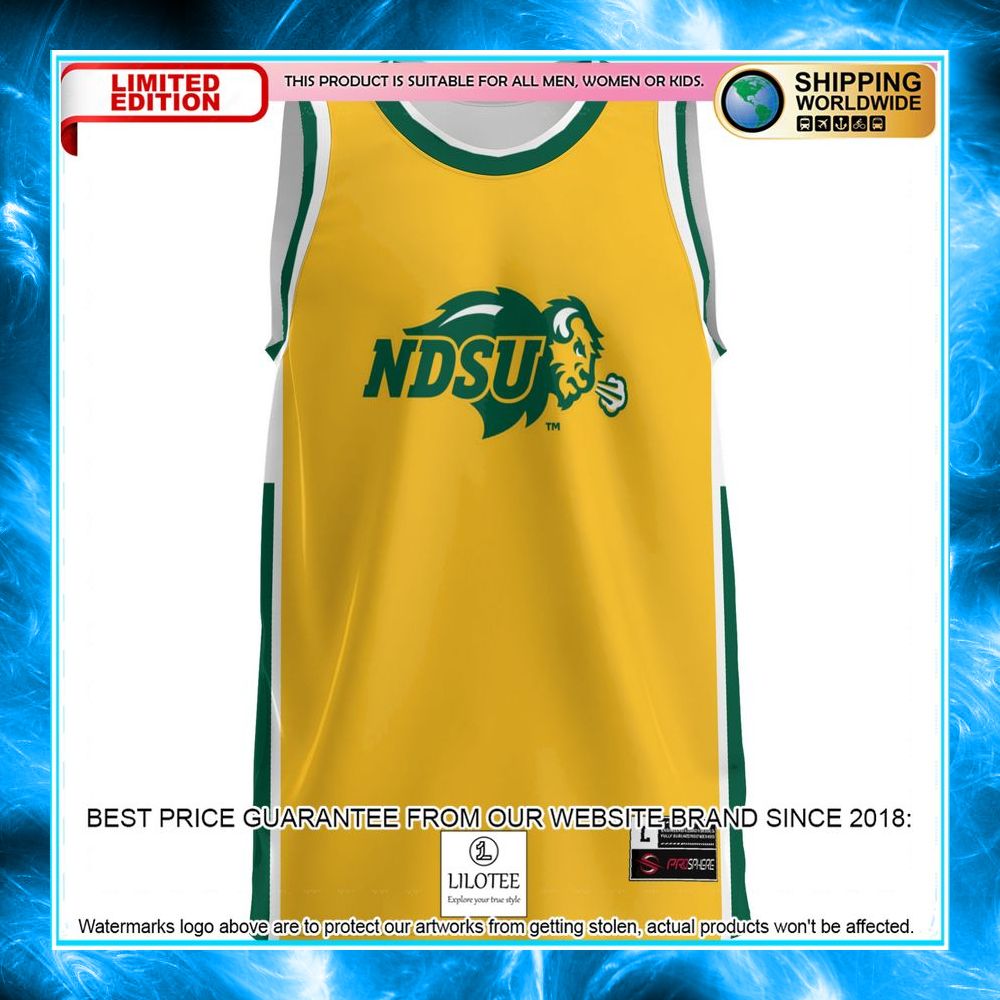 ndsu bison yellow basketball jersey 2 388