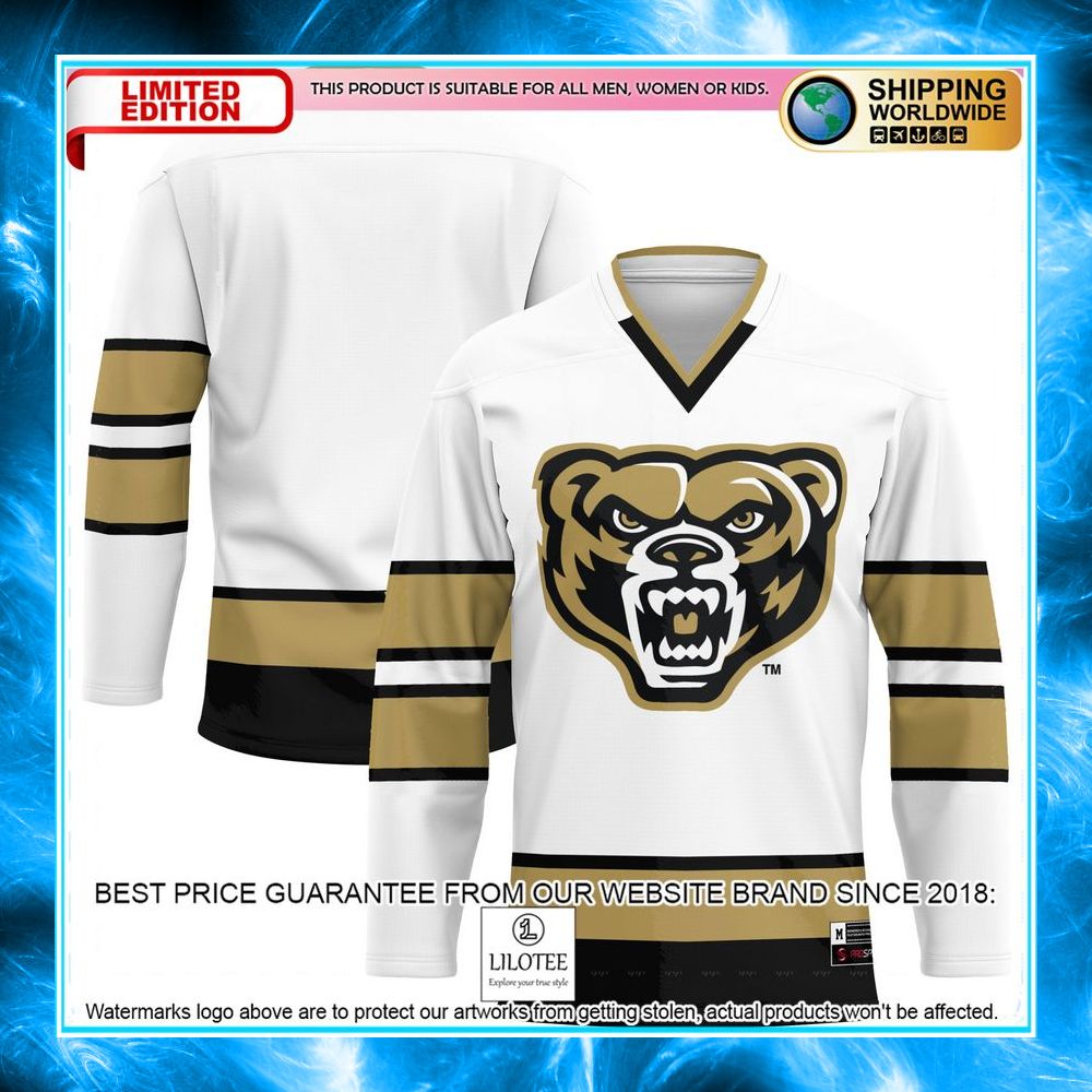 oakland golden grizzlies white hockey jersey 1 667