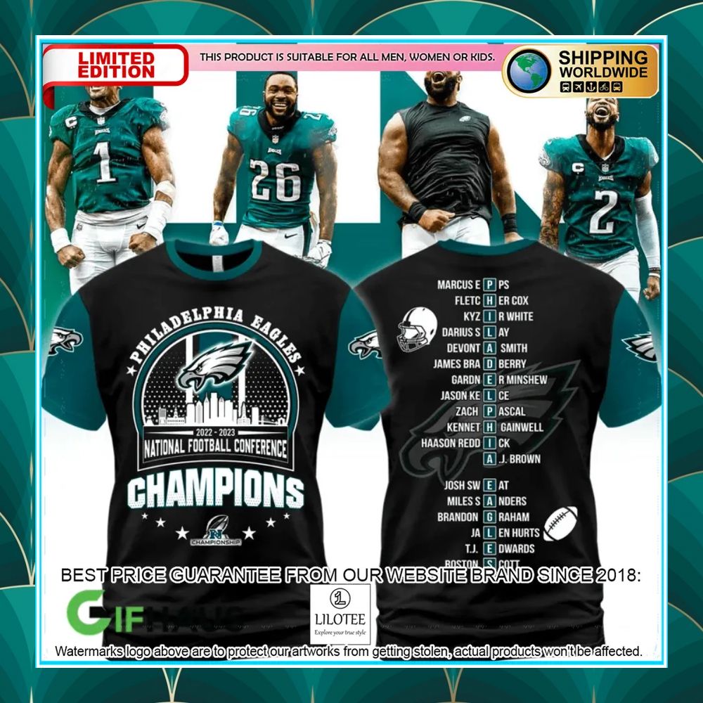 philadelphia eagles 2022 2023 nfc champions shirt hoodie 1 535