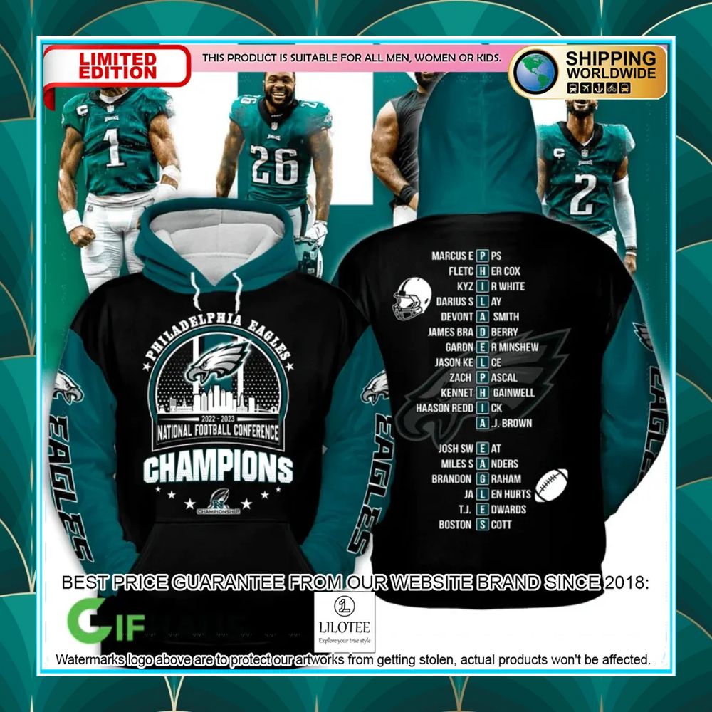 philadelphia eagles 2022 2023 nfc champions shirt hoodie 2 802