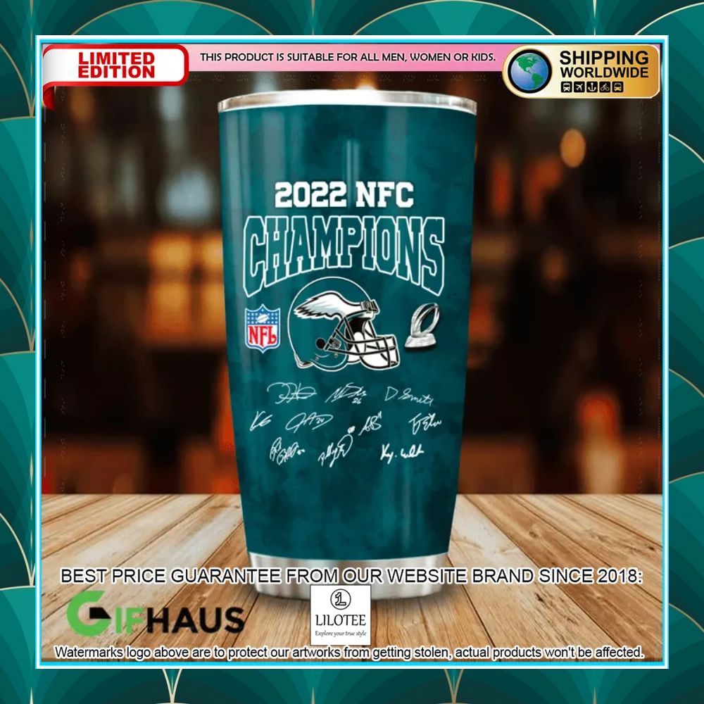 philadelphia eagles its a philly things 2022 nfc champions signatures tumbler 2 829