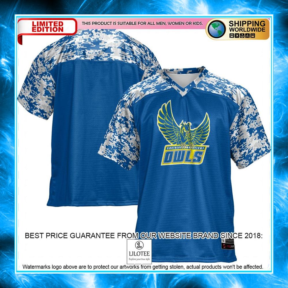 southern connecticut owls blue football jersey 1 212