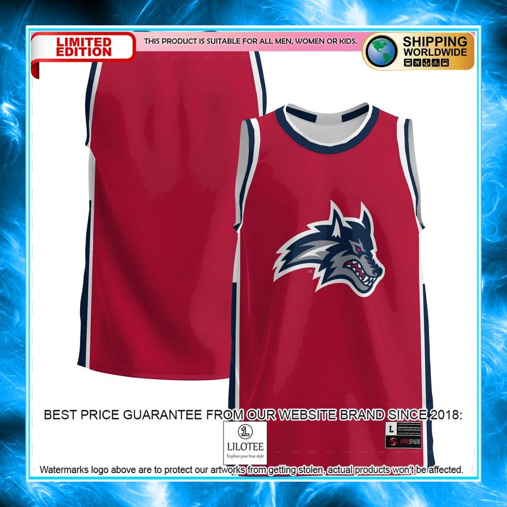 stony brook seawolves red basketball jersey 1 478