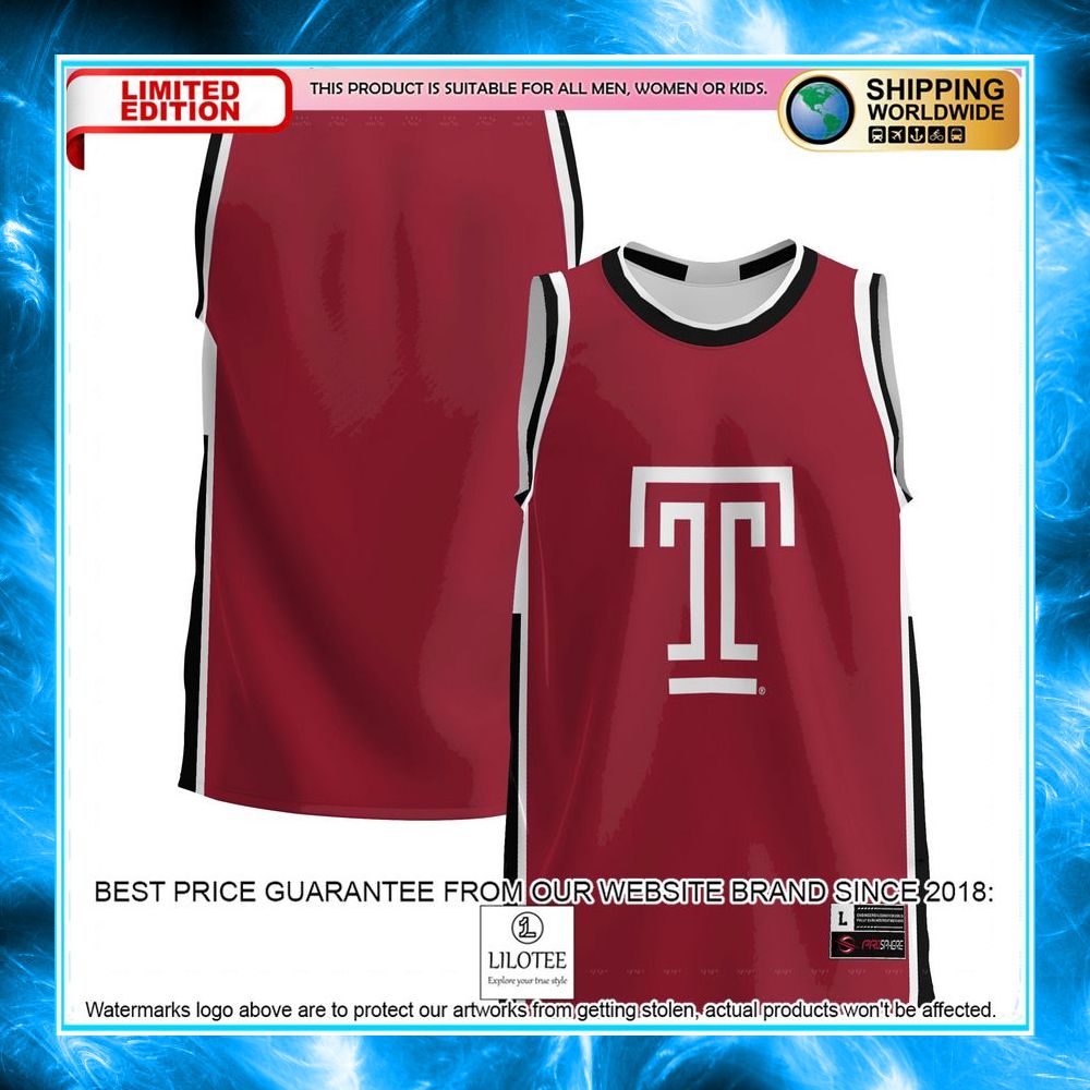 temple owls cherry basketball jersey 1 545