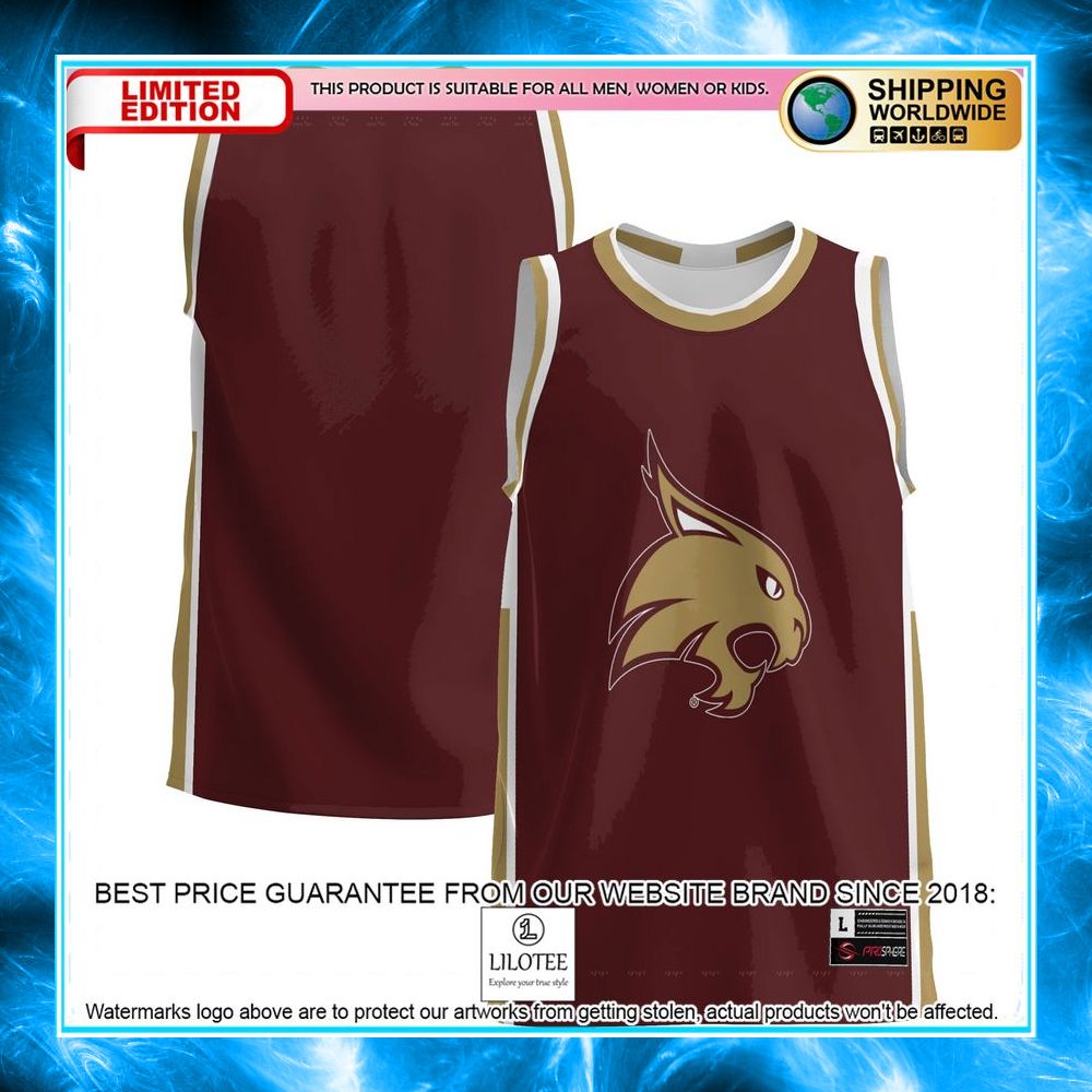 texas state bobcats maroon basketball jersey 1 816