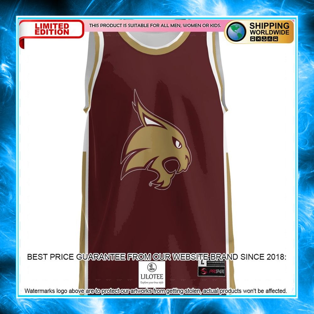 texas state bobcats maroon basketball jersey 2 858