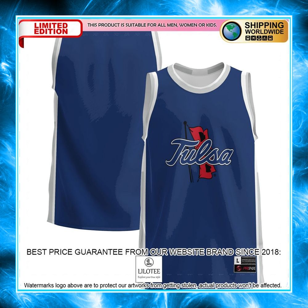 tulsa golden hurricane navy basketball jersey 1 732