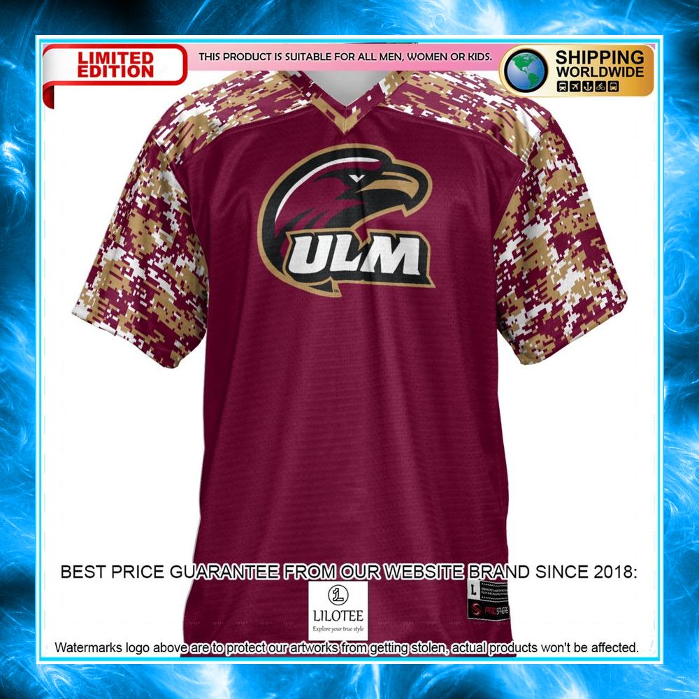 ulm warhawks maroon football jersey 2 372