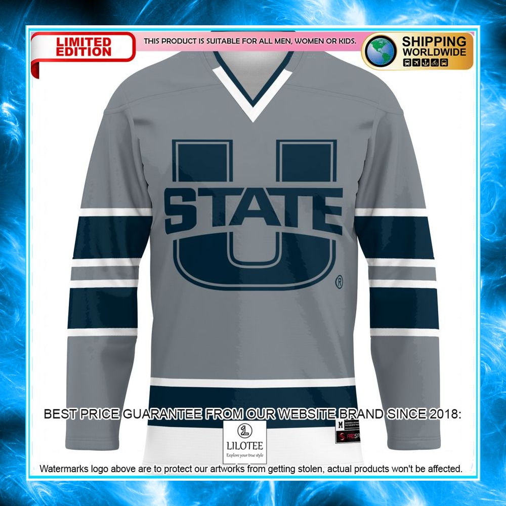 utah state aggies gray hockey jersey 2 533