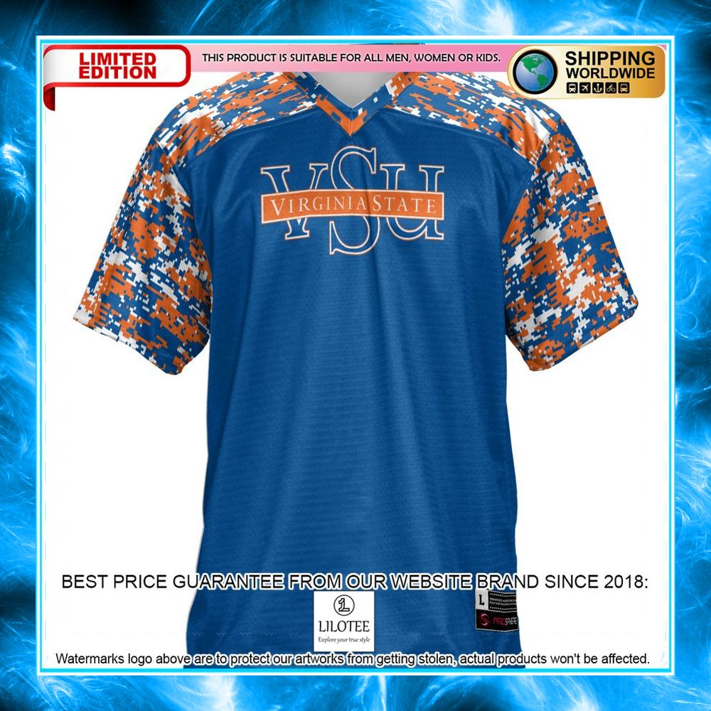 virginia state trojans blue football jersey 2 138