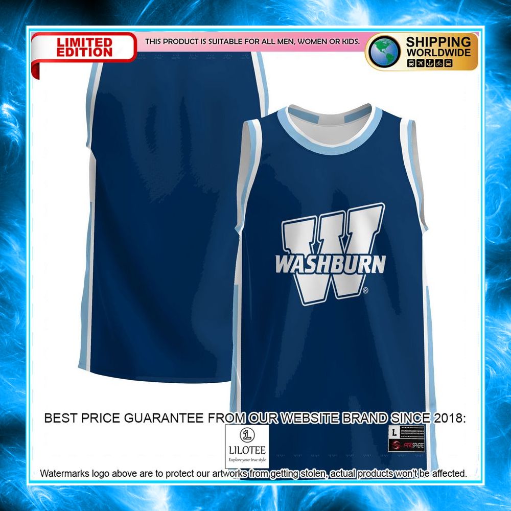 washburn ichabods blue basketball jersey 1 993