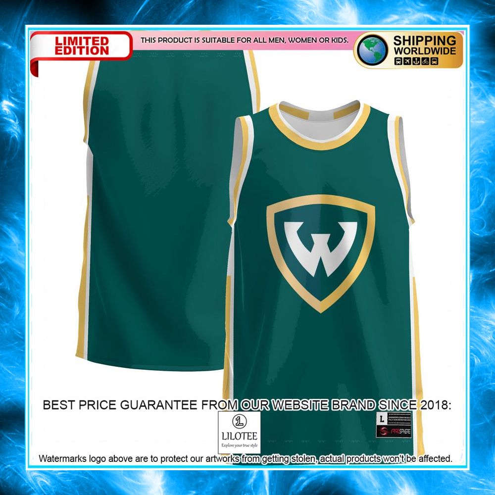 wayne state wildcats green basketball jersey 1 918