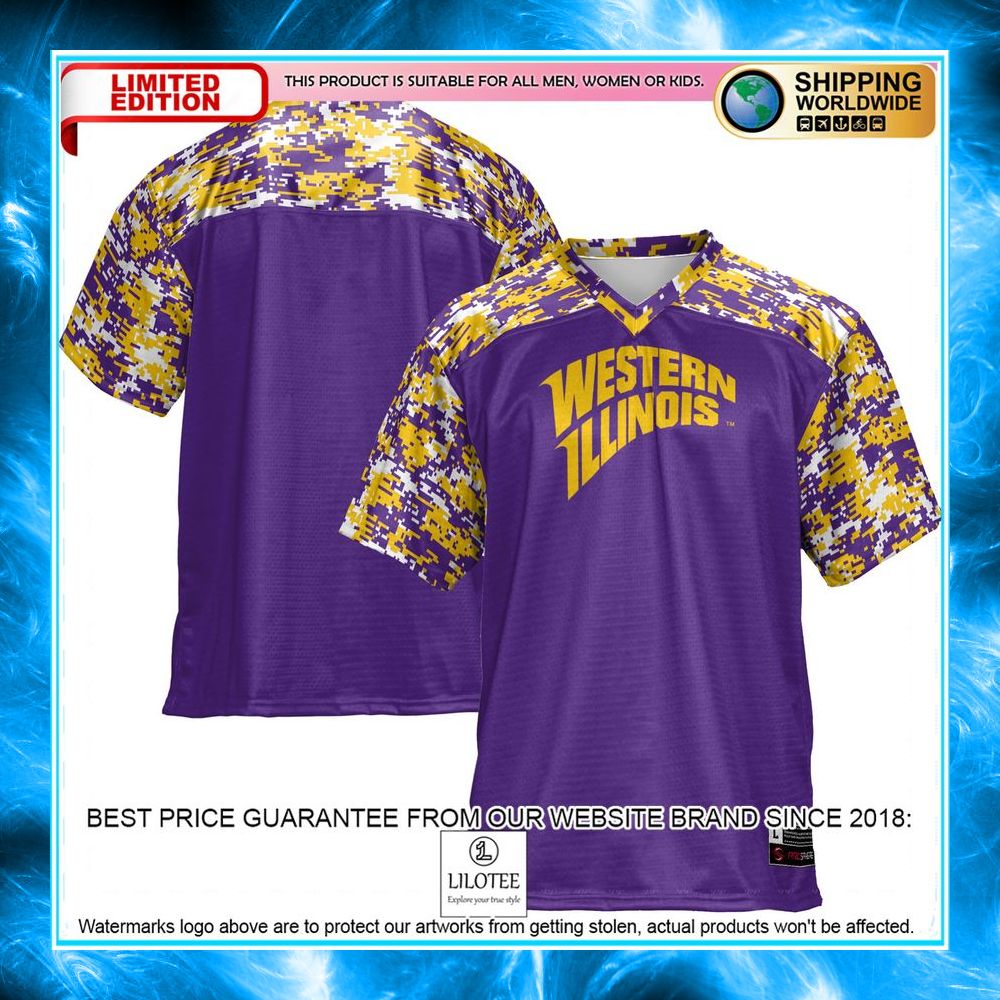 western illinois leathernecks purple football jersey 1 266