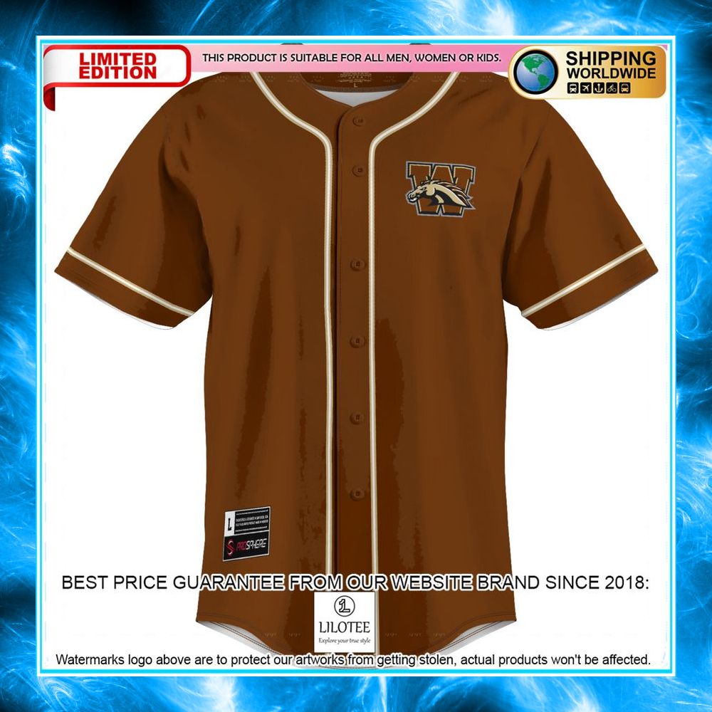western michigan broncos brown baseball jersey 2 83