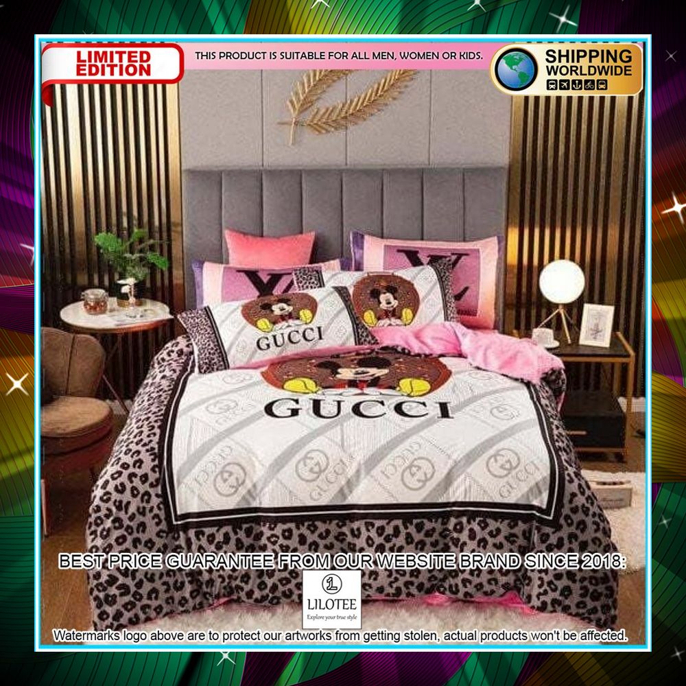 gucci leopard mickey mouse bedding set 1 371