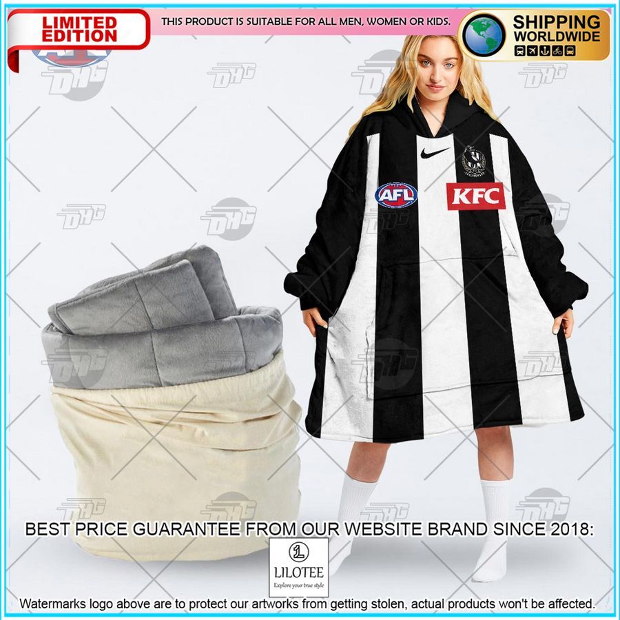 personalised afl collingwood football club oodie blanket 1 555