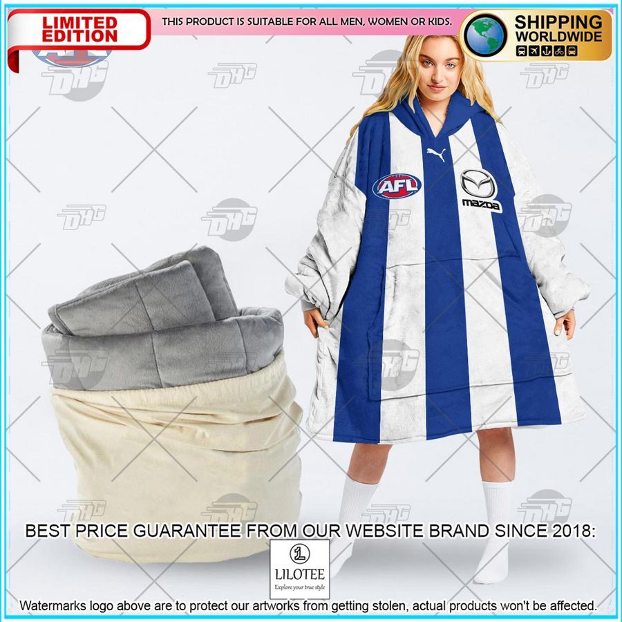 personalised afl north melbourne football club oodie blanket 1 677