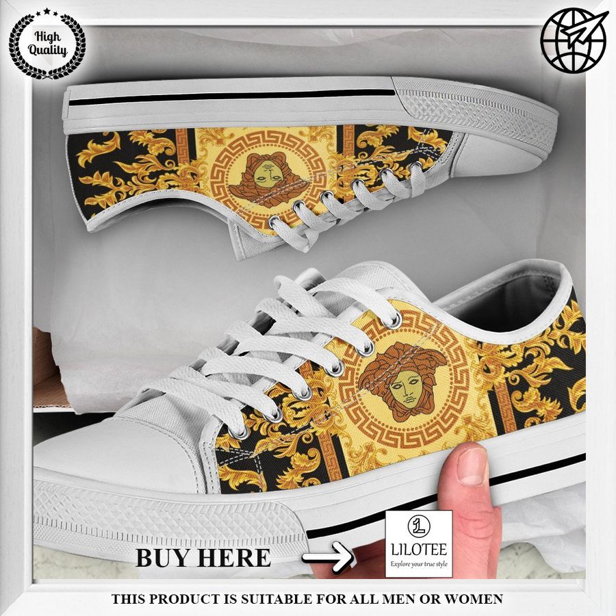 versace black gold low top canvas shoes 1 95