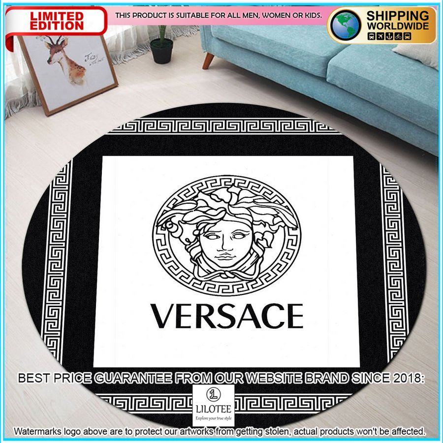 versace black white round rug 1 327