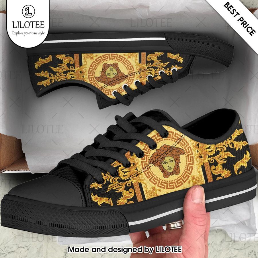 versace gold black low top canvas shoes 1 551