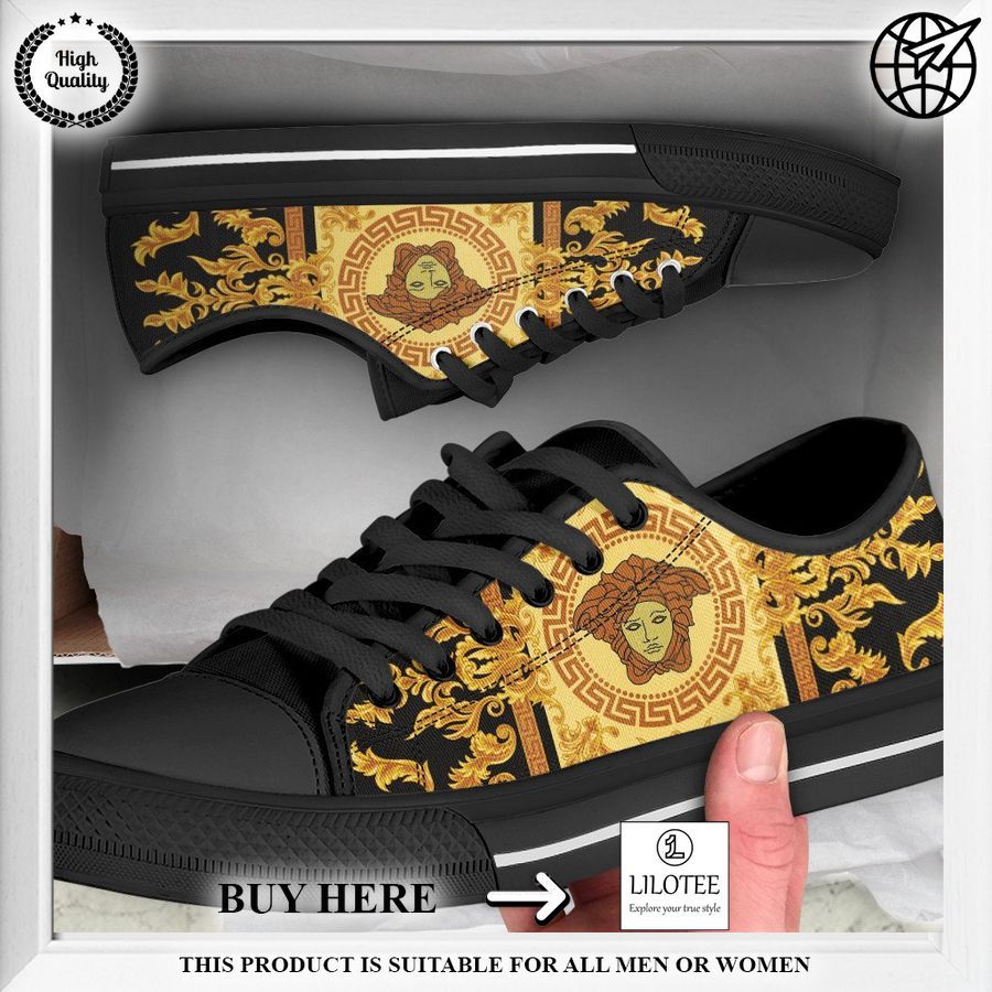 versace gold black low top canvas shoes 1 767