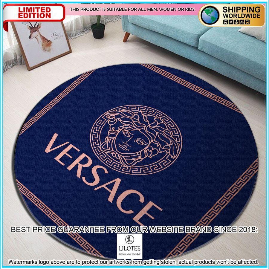 versace navy round rug 1 102