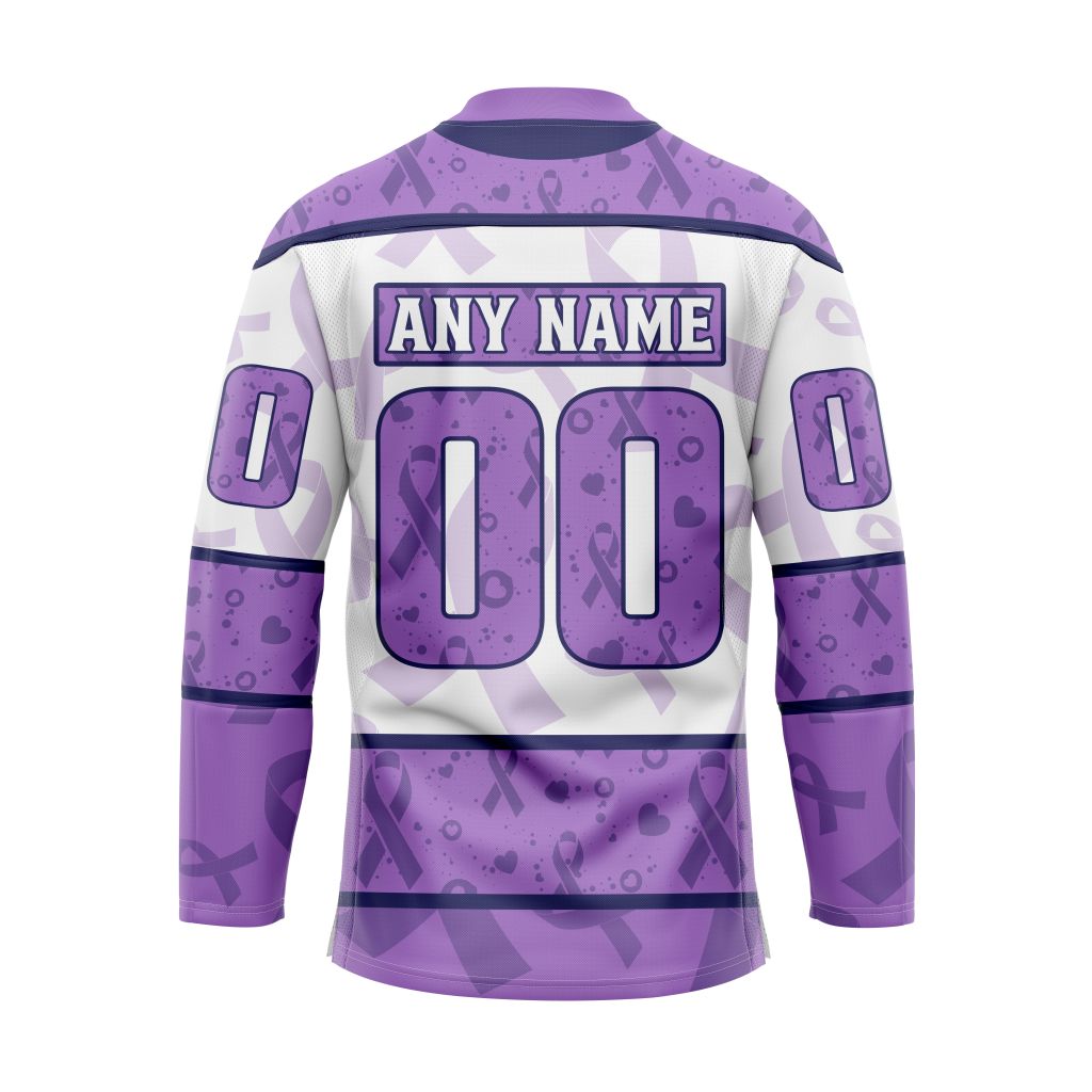 Seattle Kraken Special Lavender Fight Cancer Custom Hockey Jersey 1