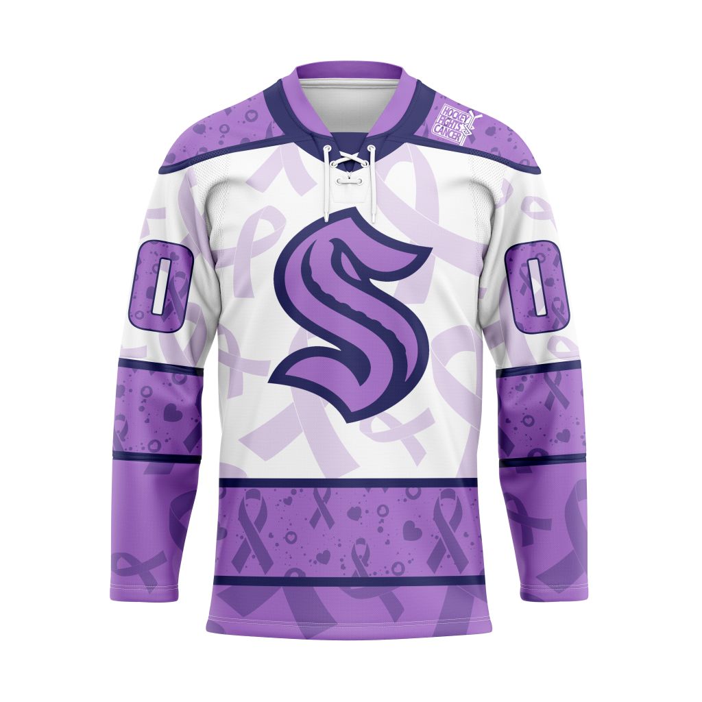 Seattle Kraken Special Lavender Fight Cancer Custom Hockey Jersey