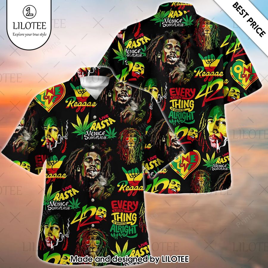 bob marley cannabis everything alright hawaiian shirt 1 660