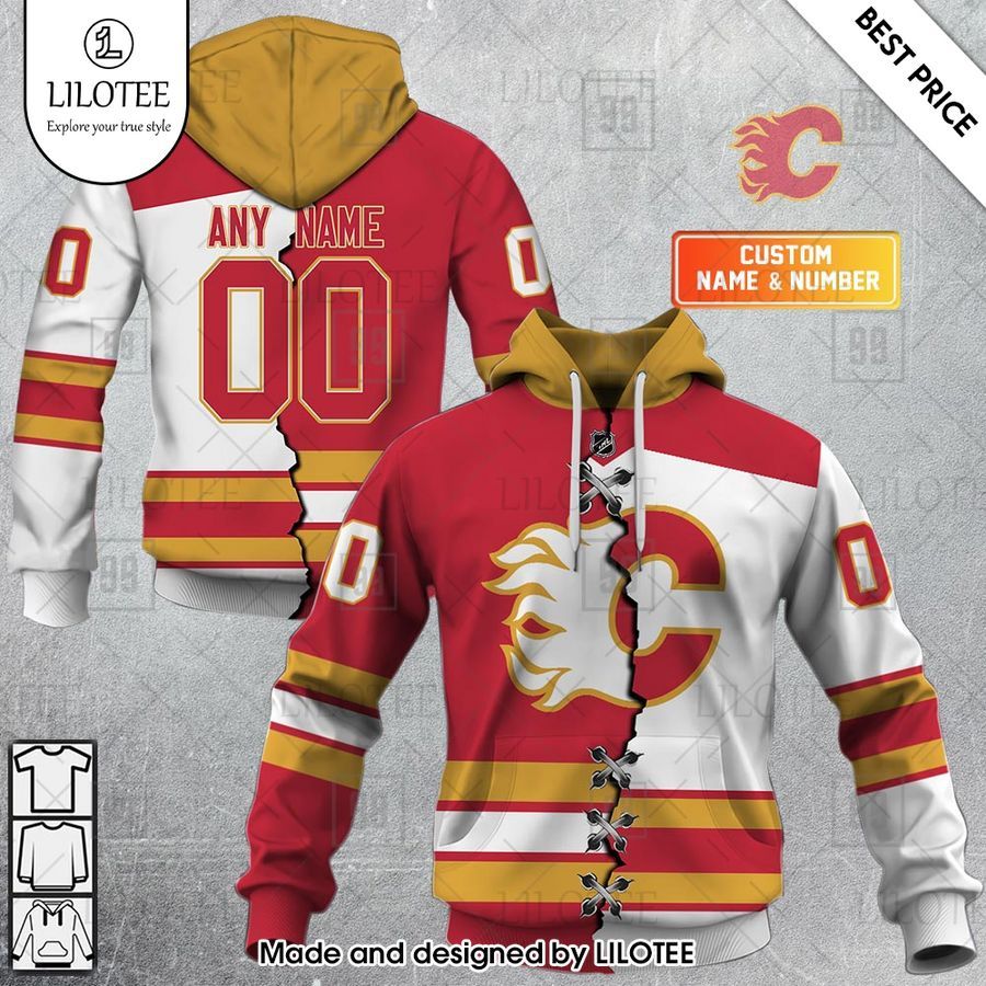 calgary flame mix home and away jersey personalized shirt 1 954