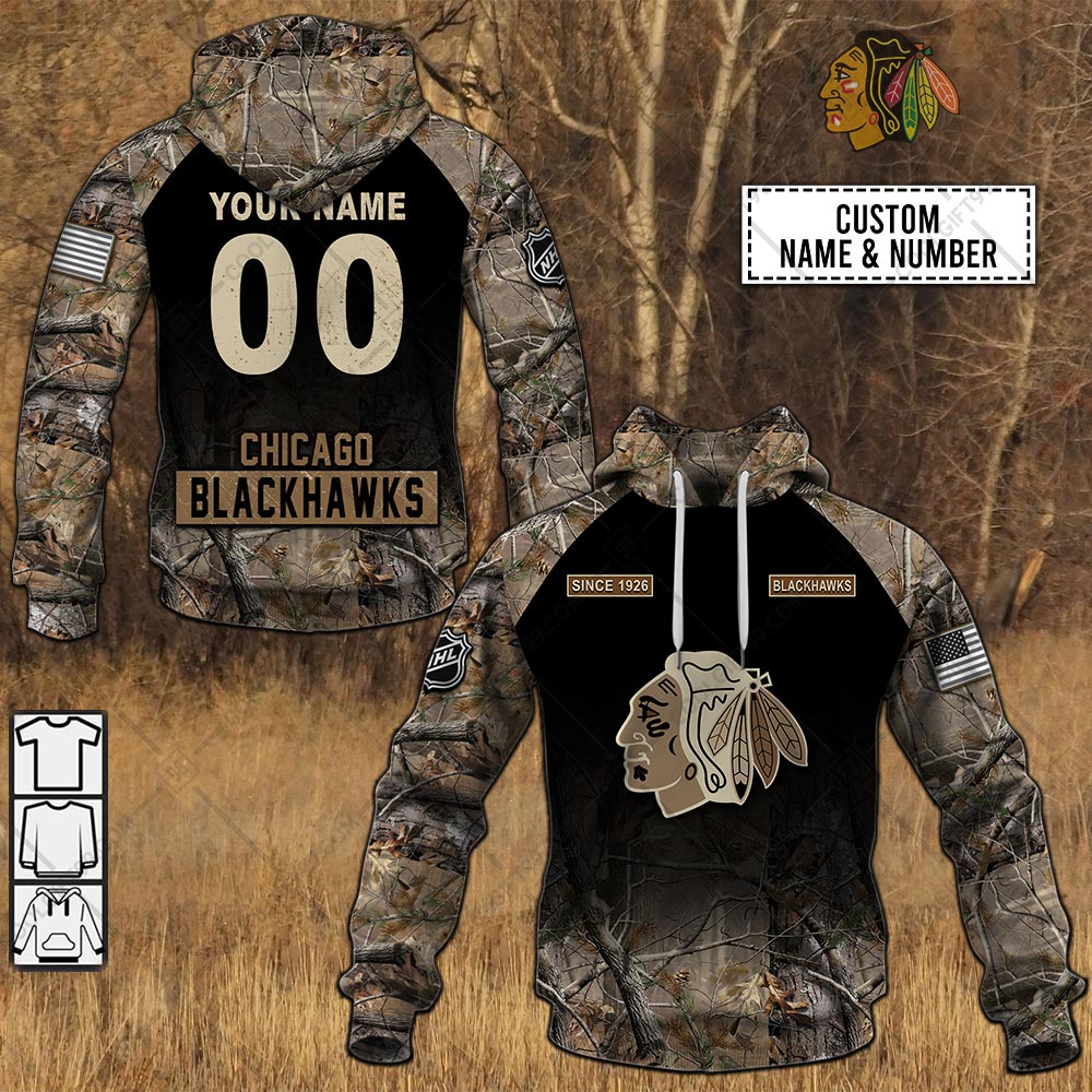 chicago blackhawks hunting camouflage custom shirt 2855 JMmu9