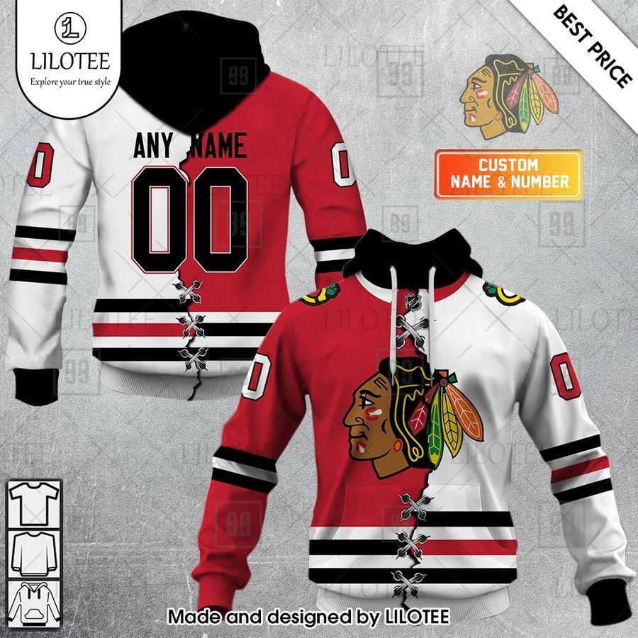 chicago blackhawks mix home and away jersey personalized shirt 1 575