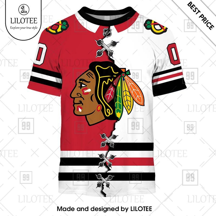 chicago blackhawks mix home and away jersey personalized shirt 2 323