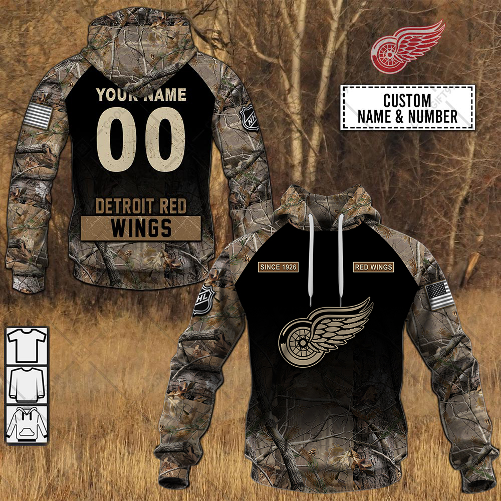 detroit red wings hunting camouflage custom shirt 6185 N4YQo