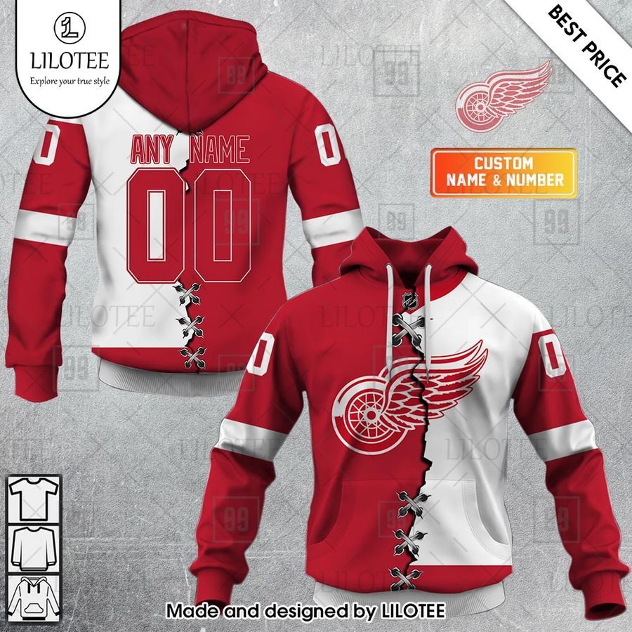 detroit red wings mix home and away jersey personalized shirt 1 864