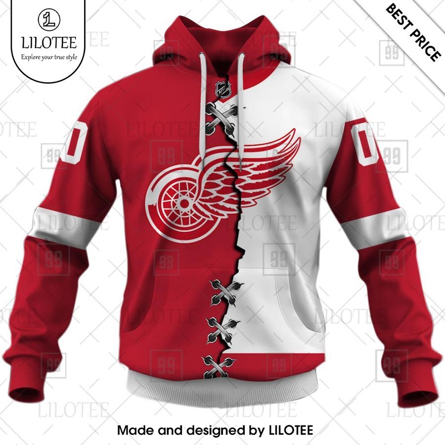 detroit red wings mix home and away jersey personalized shirt 2 588