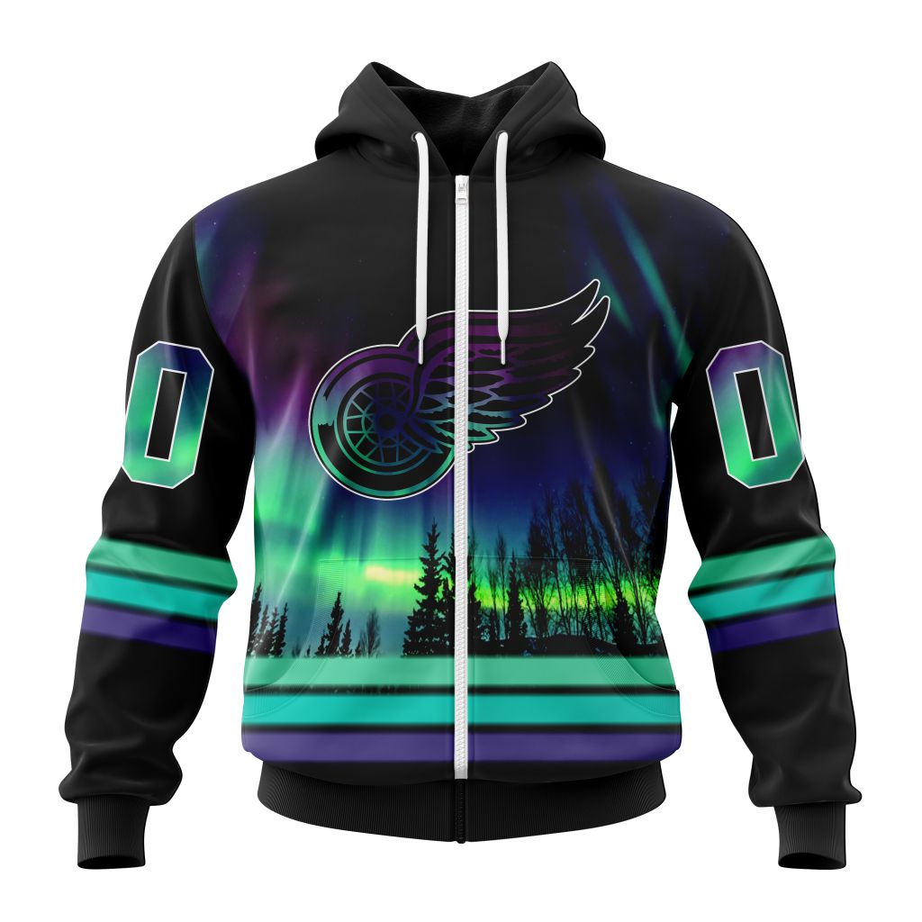 detroit red wings special design with northern lights custom shirt 3432 OKpFt