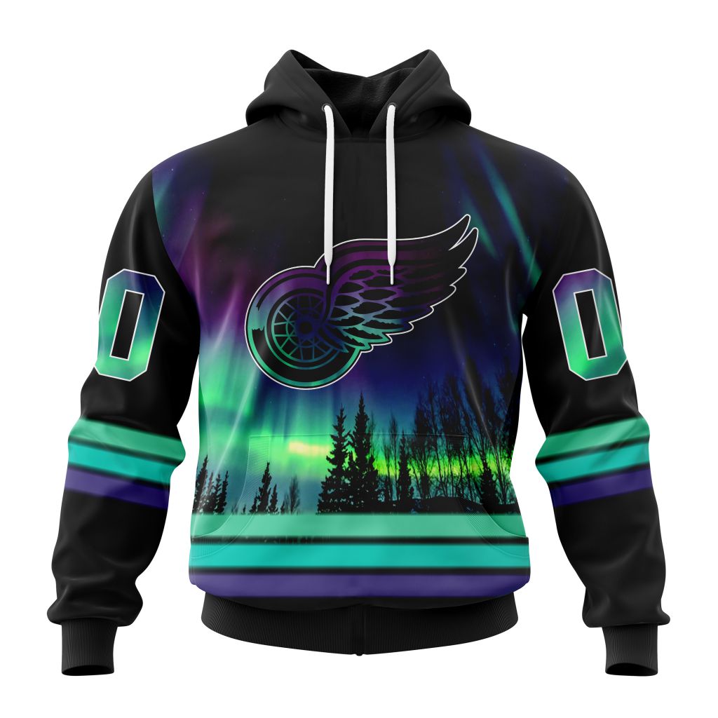 detroit red wings special design with northern lights custom shirt 4078 gCABb