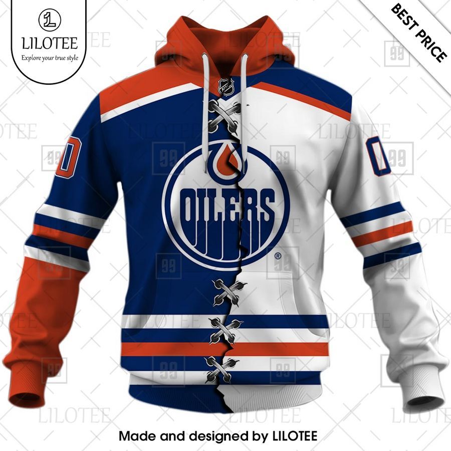 edmonton oilers mix home and away jersey personalized shirt 2 834