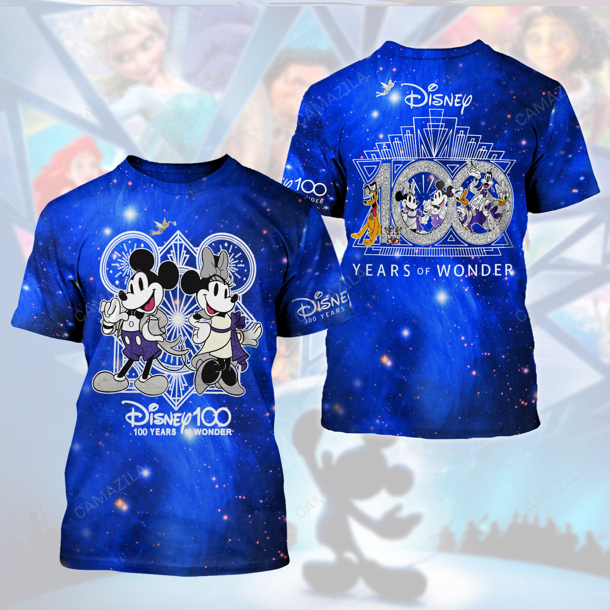 mickey and minnie mouse disney 100 years of wonder blue shirt 8568 eS45t
