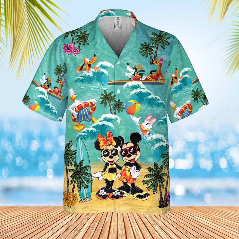 mickey minie mouse and friends beach hawaiian shirt 8608 jQfZh